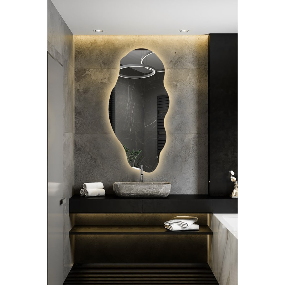 Dekoracyjne lustro o organicznym kształcie z podświetleniem - LOLIT LED
