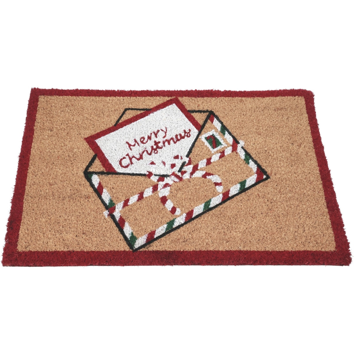 Wycieraczka świąteczna wejściowa kokosowa 39x59x1,5 cm LETTERA A BABBO NATALE