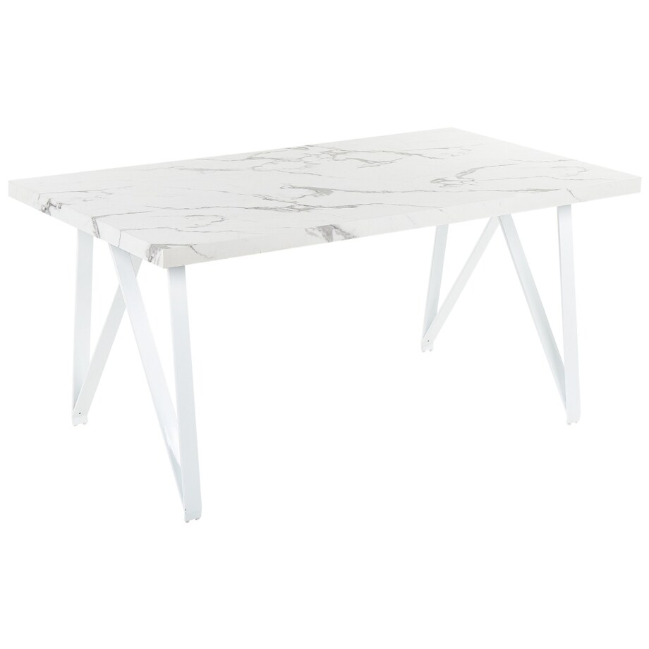 Stół do jadalni 160 x 90 cm efekt marmuru biały GRIEGER