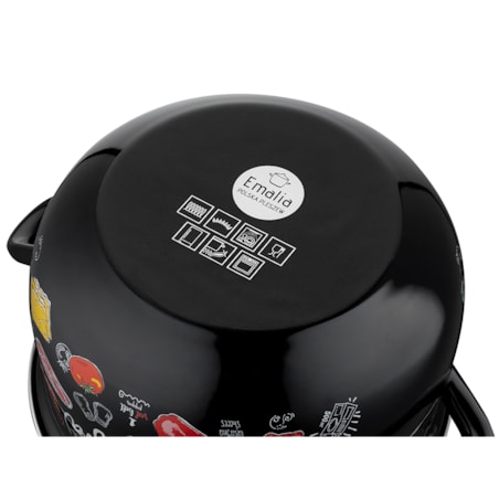 GARNEK EMALIOWANY pleszew 20 cm 4,2 L kuchenny do gotowania zupa czarny