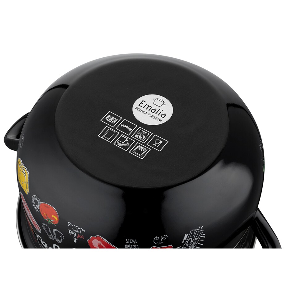 GARNEK EMALIOWANY pleszew 20 cm 4,2 L kuchenny do gotowania zupa czarny