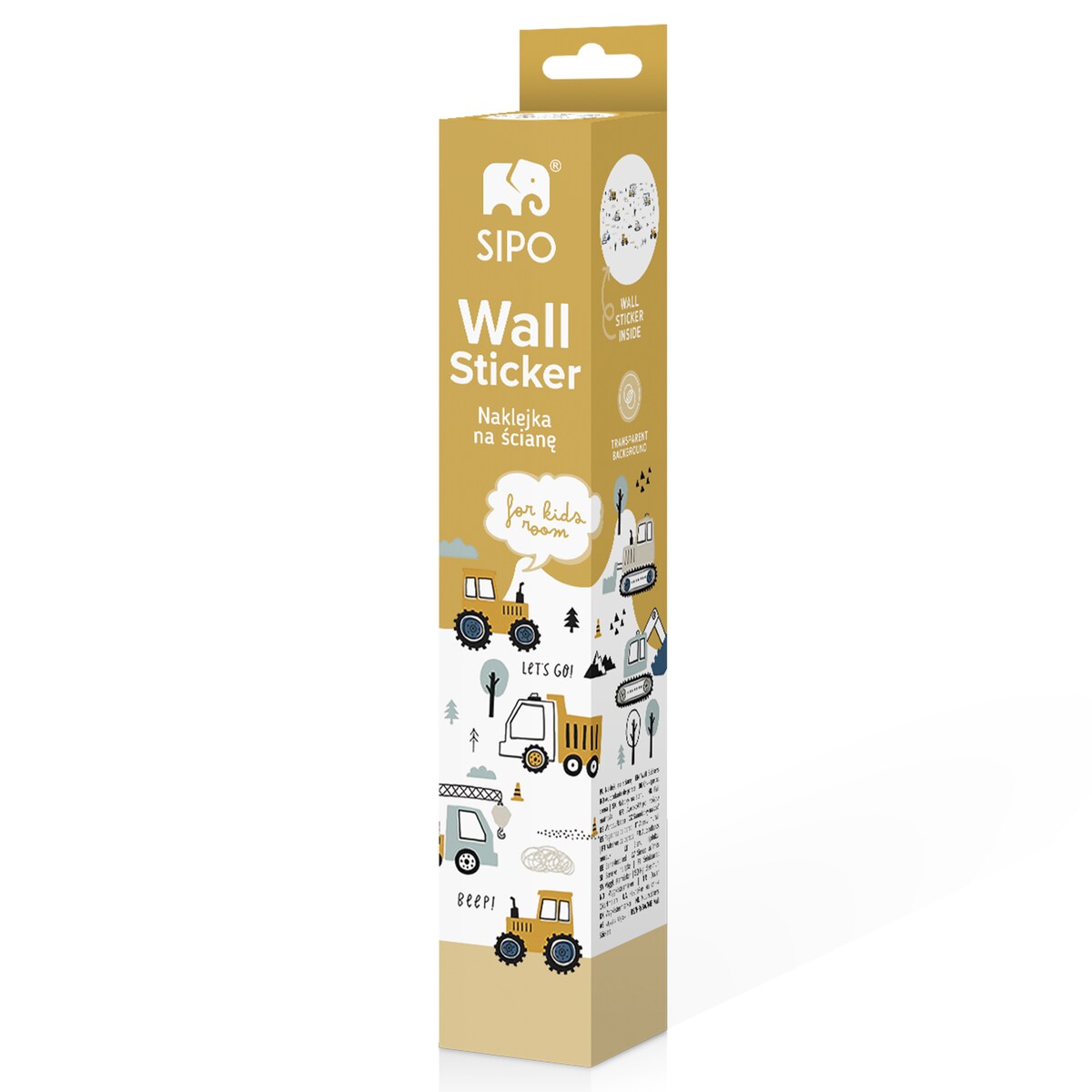 naklejki na ścianę do pokoju dziecka, sipo, traktory i koparki