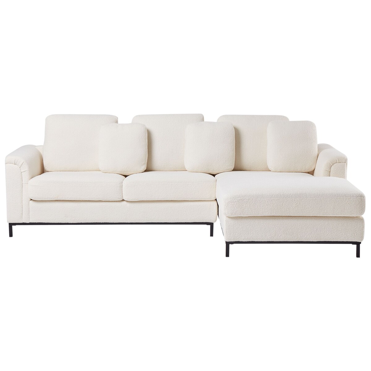 Sofa narożna lewostronna z otomaną OSLO Biały Boucle dla 5 osób Lewostronny