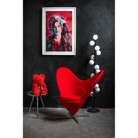 Fotel SERCE czerwony - włókno szklane, wełna, podstawa aluminiowa