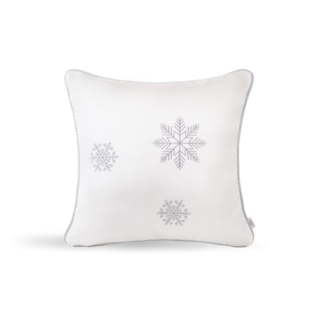 Biała poduszka zimowa Snowflake VII 45x45 cm
