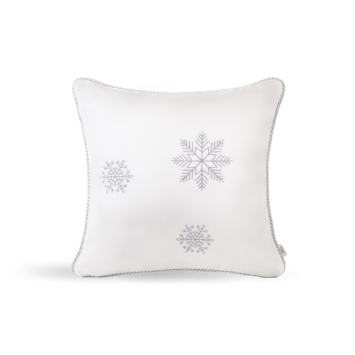 Biała poduszka zimowa Snowflake VII 45x45 cm