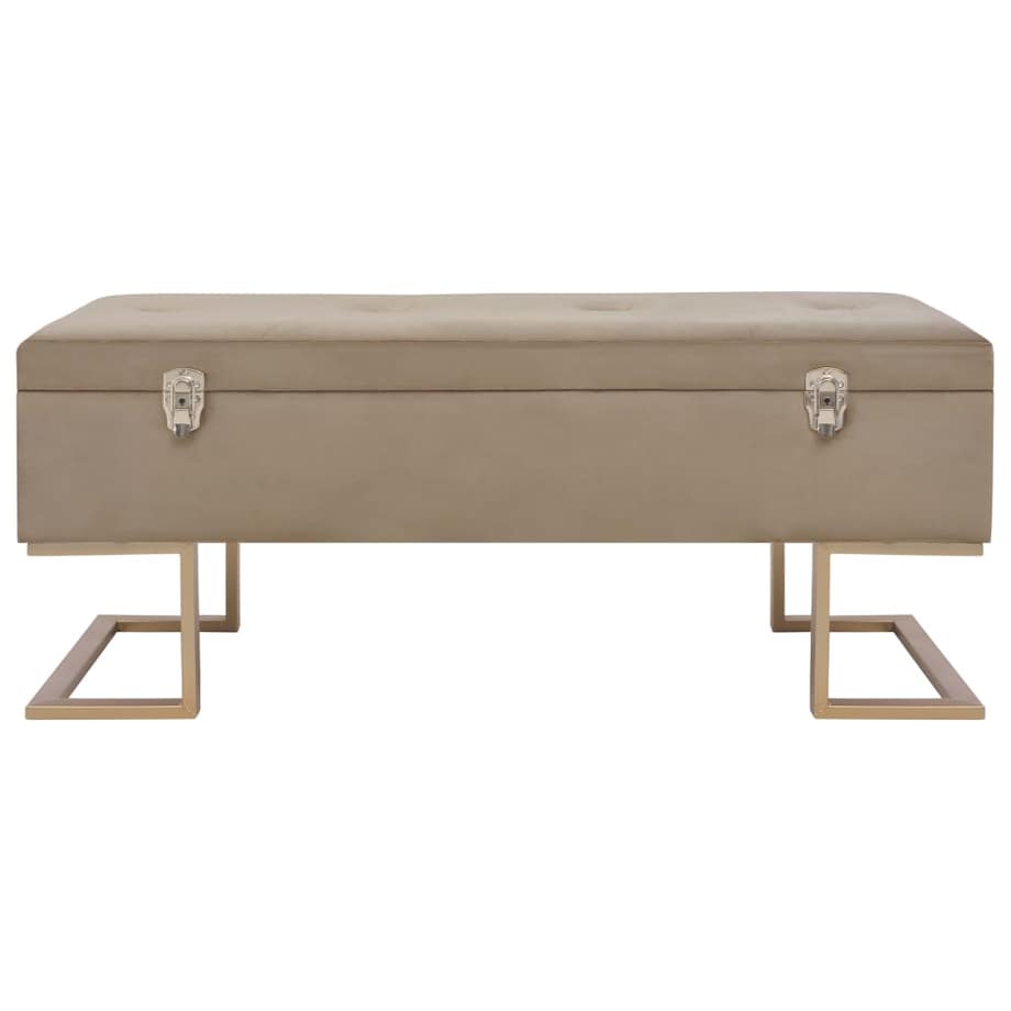 vidaXL Ławka ze schowkiem, 105 cm, beżowa, aksamitna