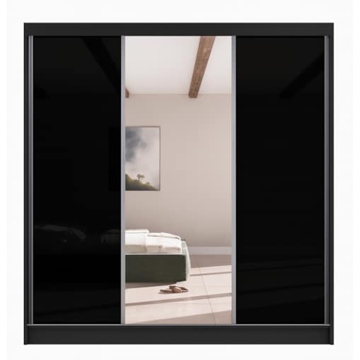 Szafa przesuwna VIOLA V200 z lustrem do garderoby, sypialni - czarna