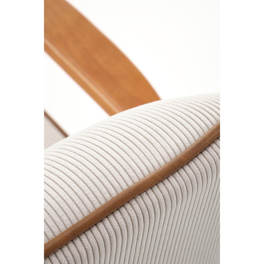 FOTEL WYPOCZYNKOWY Grejs beżowy DREWNIANE NOGI orzech