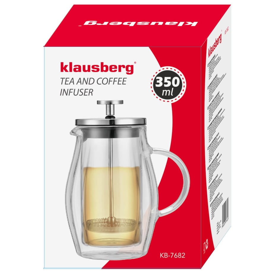 Zaparzacz do kawy herbaty 0.35L French Press srebrny KLAUSBERG
