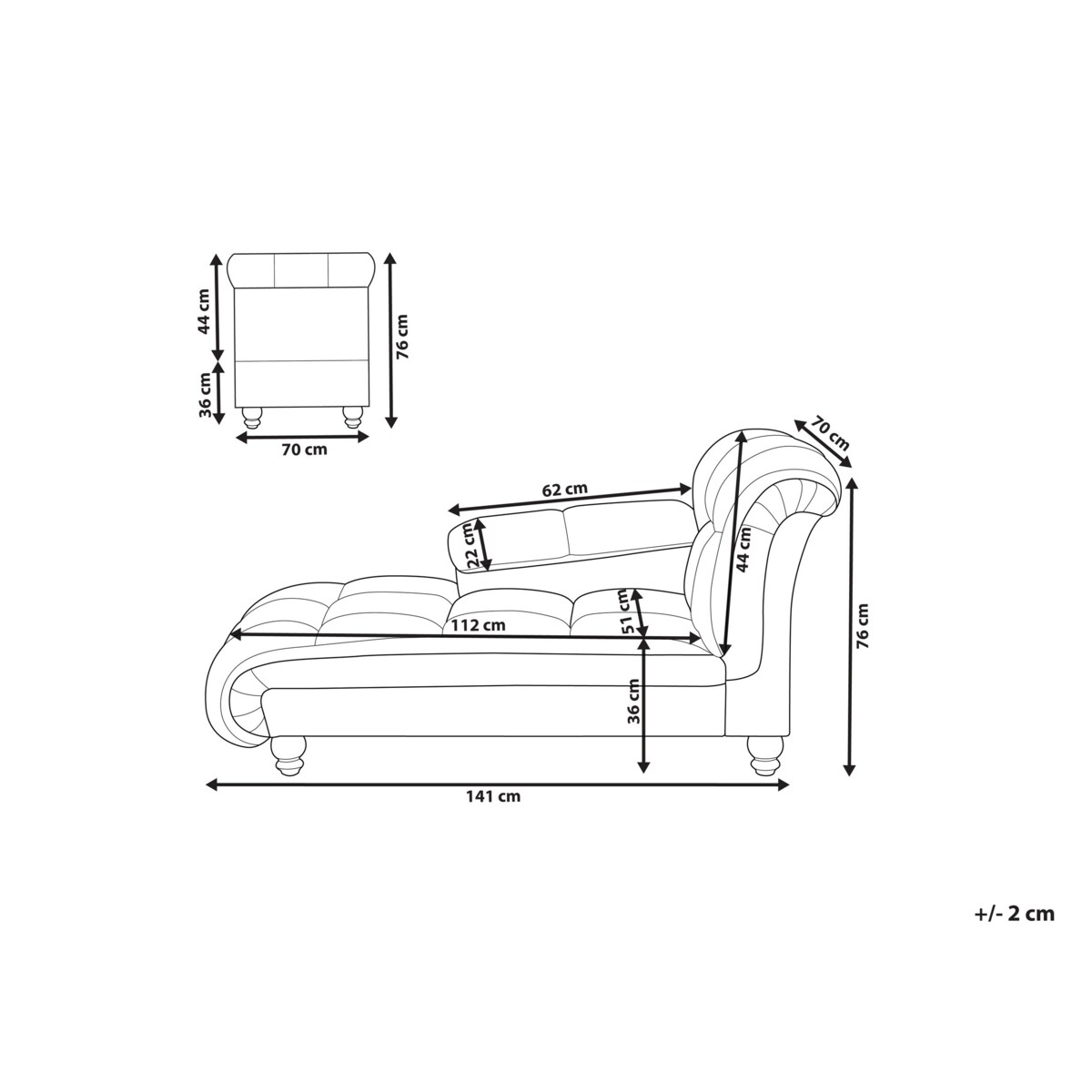 Szezlong prawostronny brązowoszary LORMONT