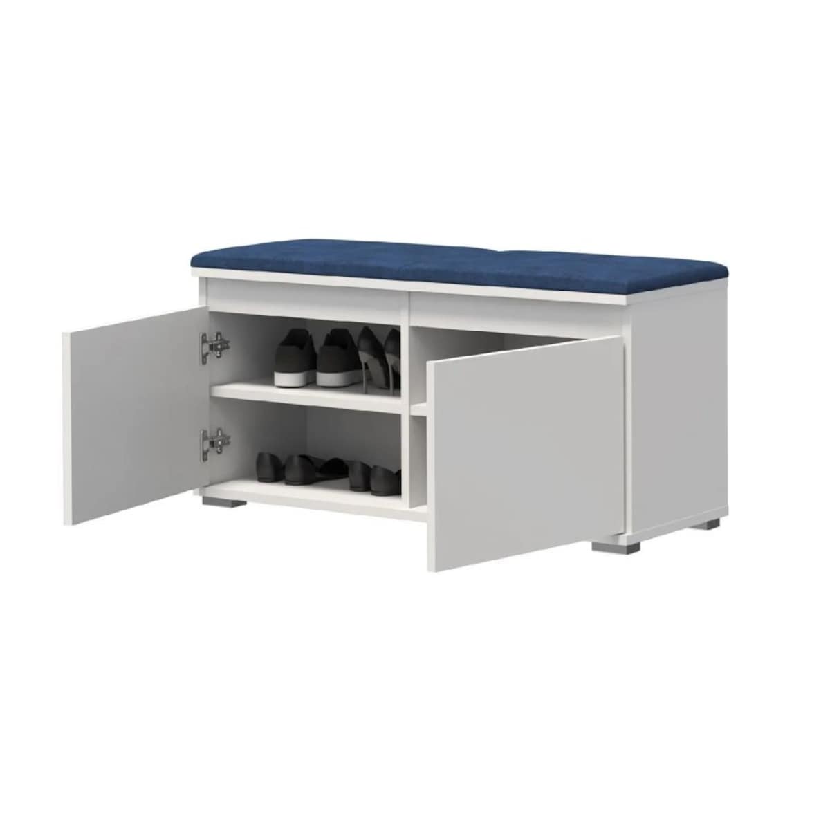 Szafka na buty z siedziskiem i wieszakiem SINGAPUR 100 biała/granatowa