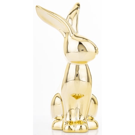 Dekoracja - siedzący złoty królik 18x7x10 cm small