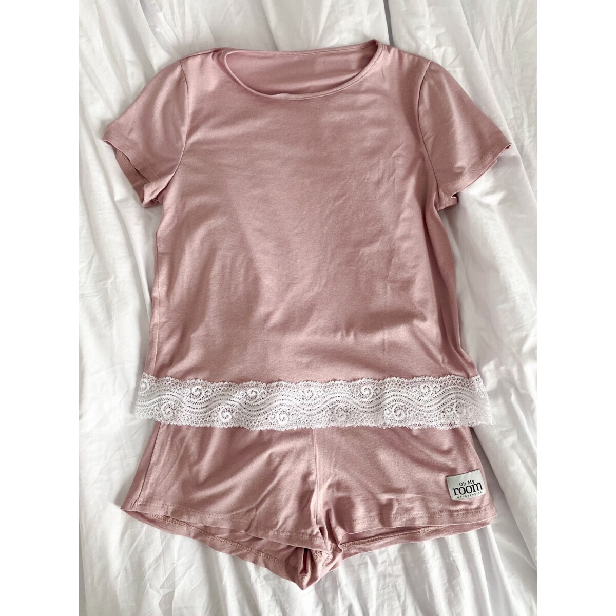 Piżama Damska Z Koronką Brudny Róż L/Xl