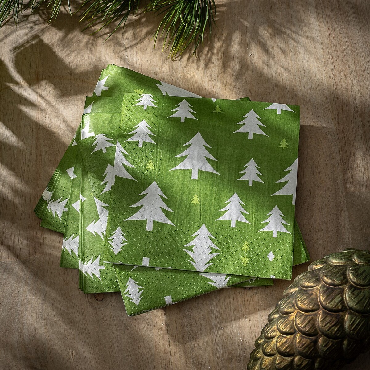Serwetki świąteczne Green Trees I 20 szt. boże narodzenie, święta, świąteczne, zielony, 16x16x3 cm