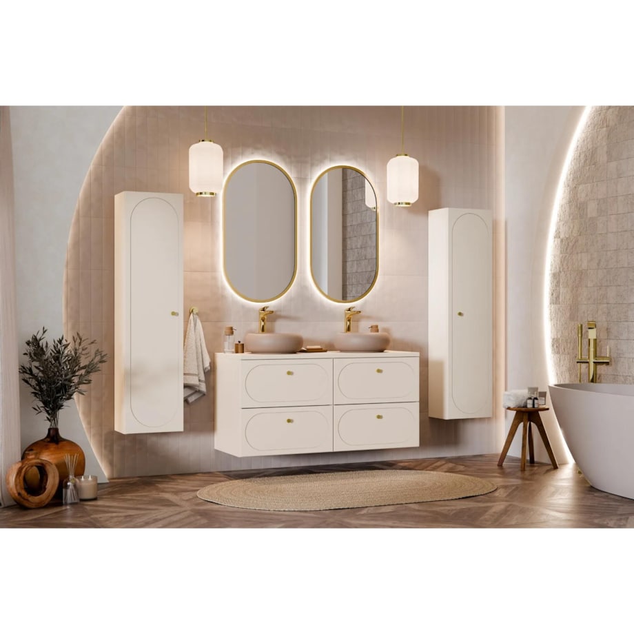 Szafka pod umywalkę DONNA SAND 2S 80cm beż piaskowy z umywalką nablatową WIKI