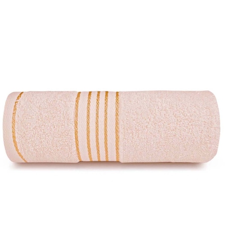 Ręcznik do rąk 30x50 cm bawełniany kolor kremowy z bordiurą w złote paski 500 g/m2 TIWANO