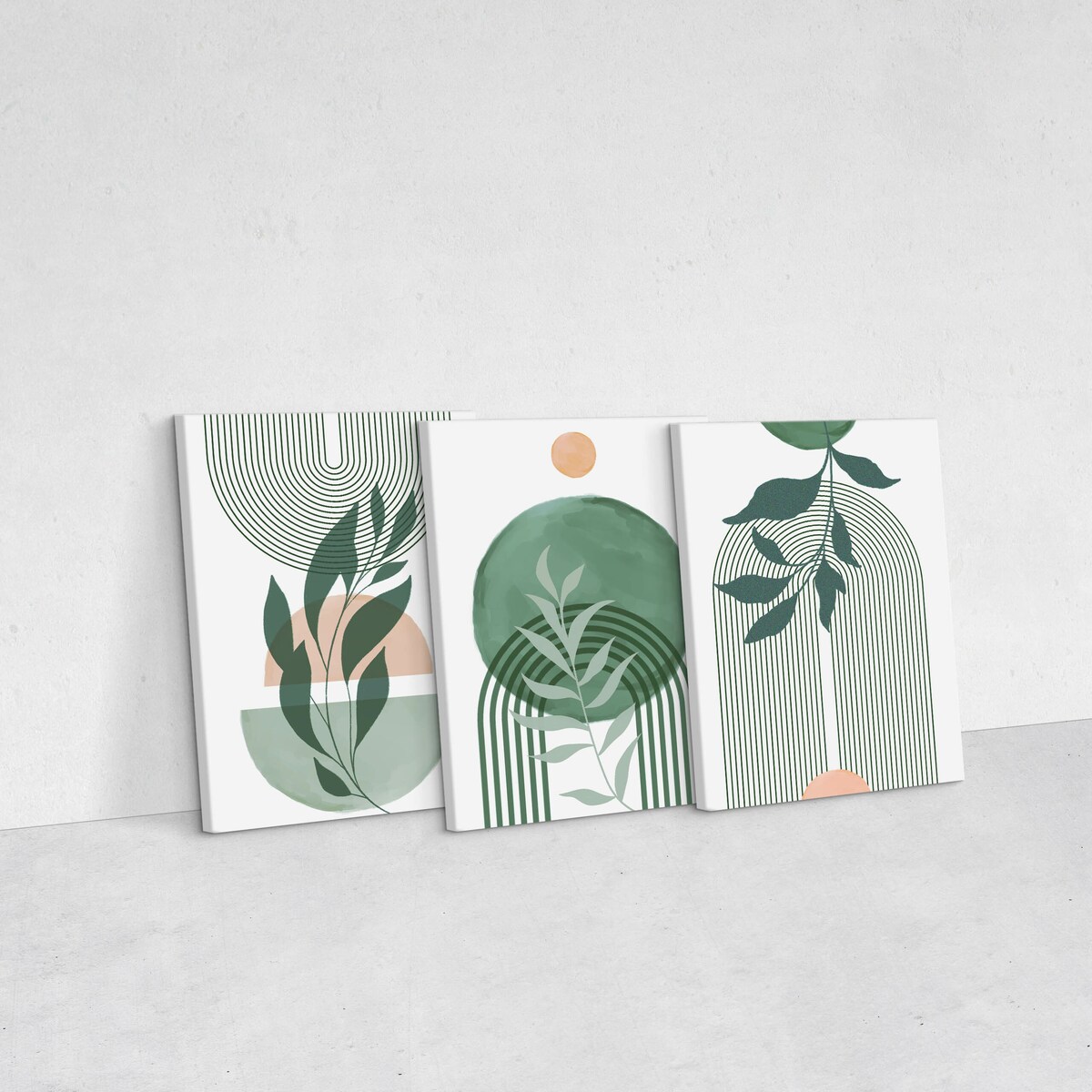 3x Obraz Do Salonu Set Natura Boho Liście Tropikalne Akwarele Rośliny 30x40cm