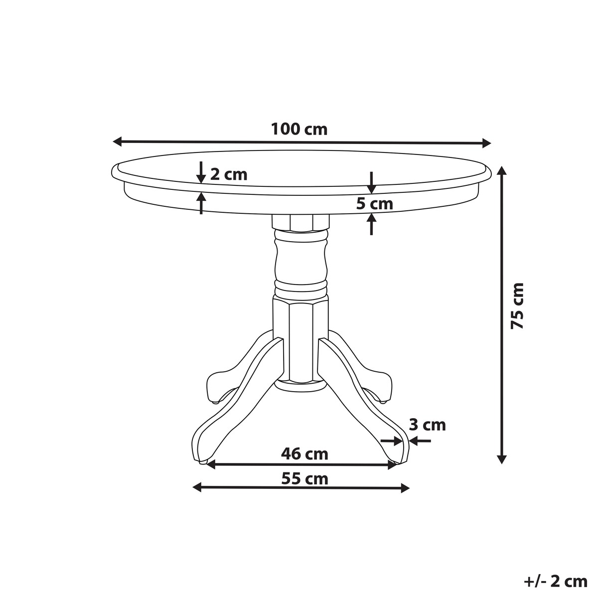 Stół do jadalni AKRON Czarny 100 cm 100 cm
