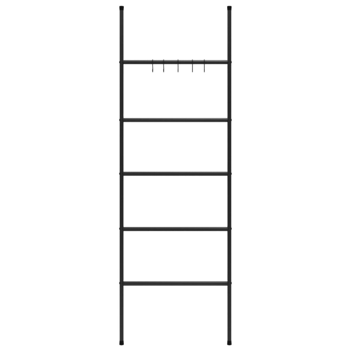 vidaXL Wieszak na ręczniki drabinkowy z 5 poziomami, czarny, 58 x 175 cm, żelazny