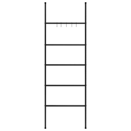 vidaXL Wieszak na ręczniki drabinkowy z 5 poziomami, czarny, 58 x 175 cm, żelazny
