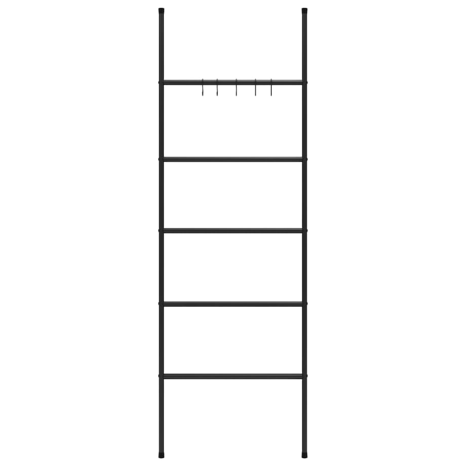 vidaXL Wieszak na ręczniki drabinkowy z 5 poziomami, czarny, 58 x 175 cm, żelazny