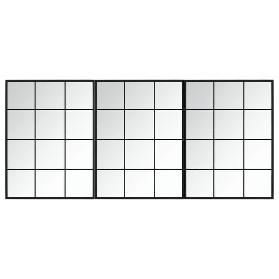 vidaXL Lustra ścienne, 3 szt., czarna rama, 80 x 60 cm, metal