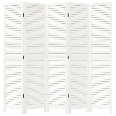 vidaXL Parawan pokojowy, 5-panelowy, biały, lite drewno paulowni
