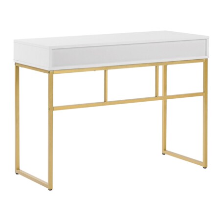Biurko / Konsola 2 szuflady biało-złota DAPHNE
