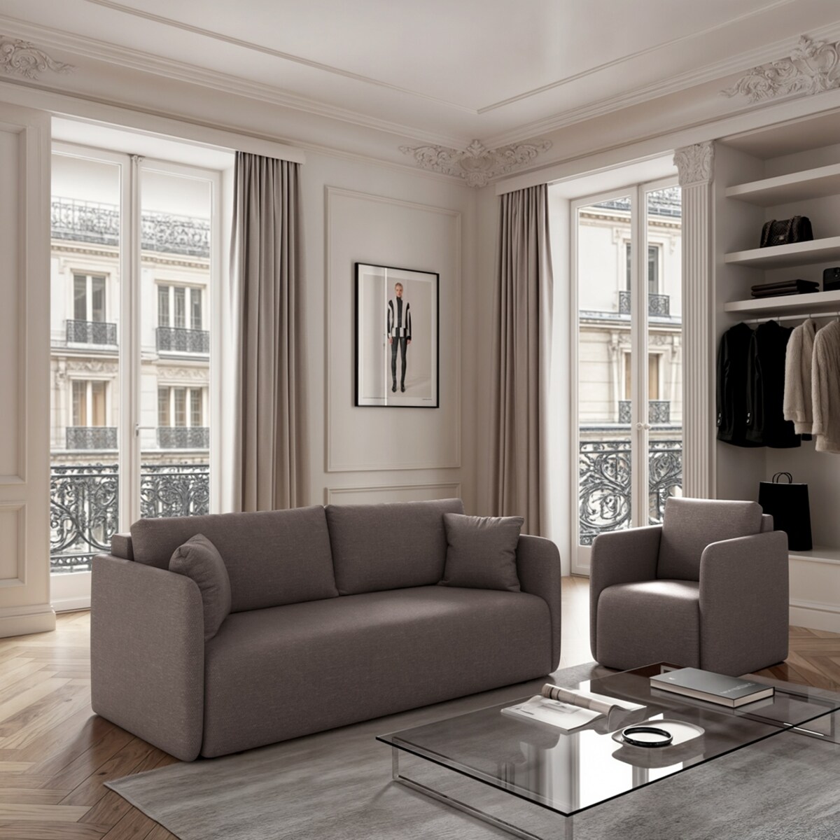 Sofa 3 osobowa Chaum rozkładana szara