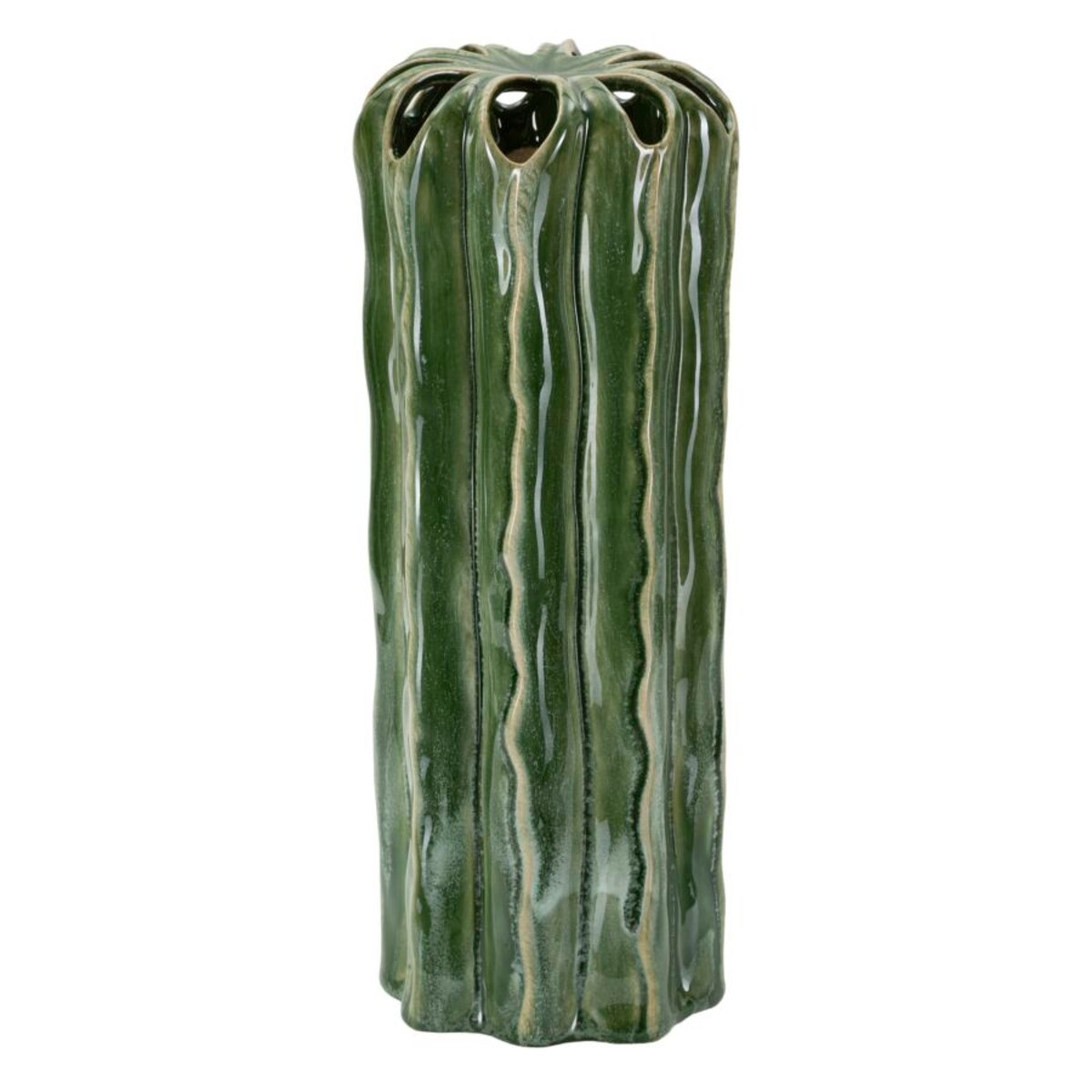 Osłonka dekoracyjna Cactus, kolor zielony, ceramika, 12 x 12 x 31,5 cm, motyw: kaktus, styl nowoczesny, na doniczkę do salonu, Mauro Ferretti