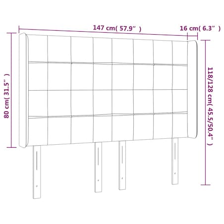 vidaXL Zagłówek uszak, niebieski, 147x16x118/128 cm, tkanina