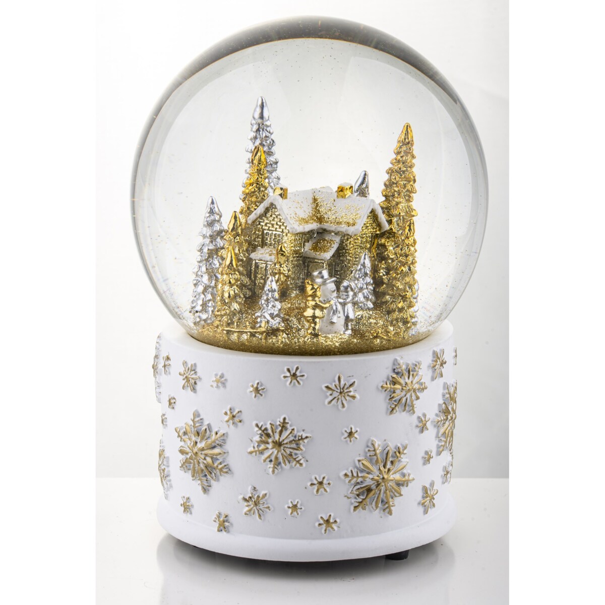 Szklana kula z pozytywką 17x11x11 cm srebrno-złota dekoracja