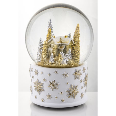 Szklana kula z pozytywką 17x11x11 cm srebrno-złota dekoracja