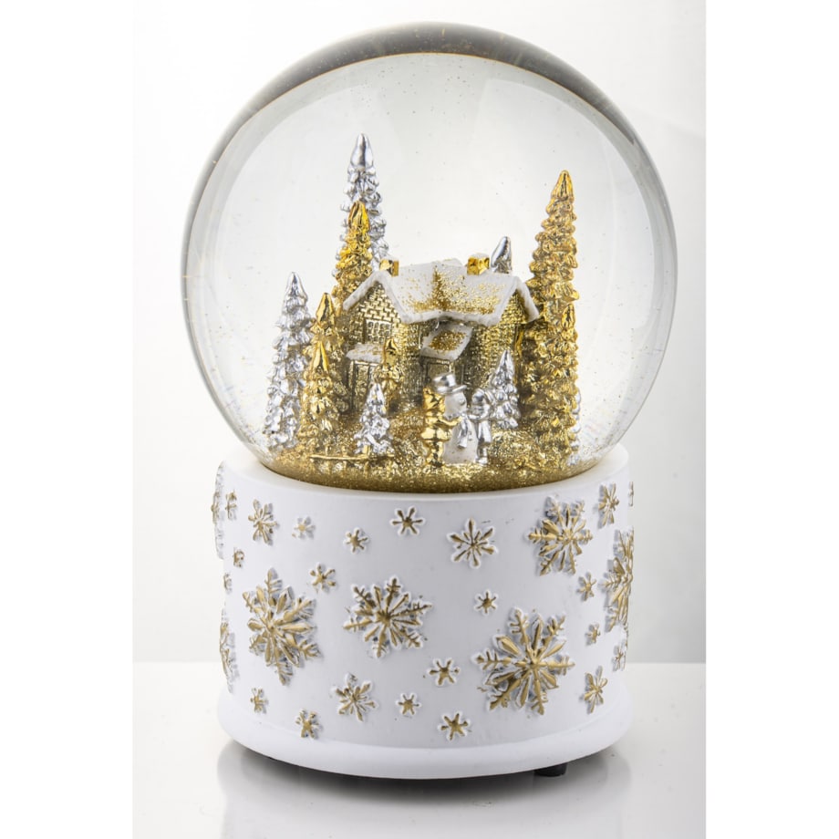 Szklana kula z pozytywką 17x11x11 cm srebrno-złota dekoracja