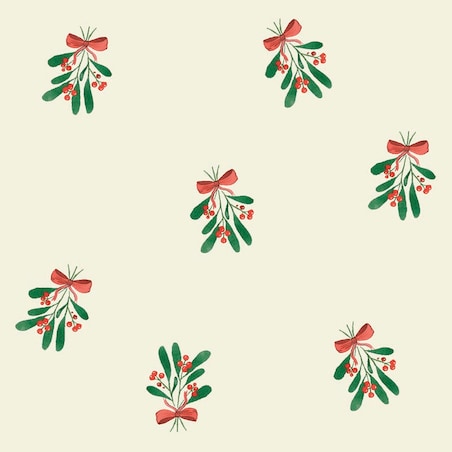 Bieżnik świąteczny - Jemioła i kokardka - 40x150 cm