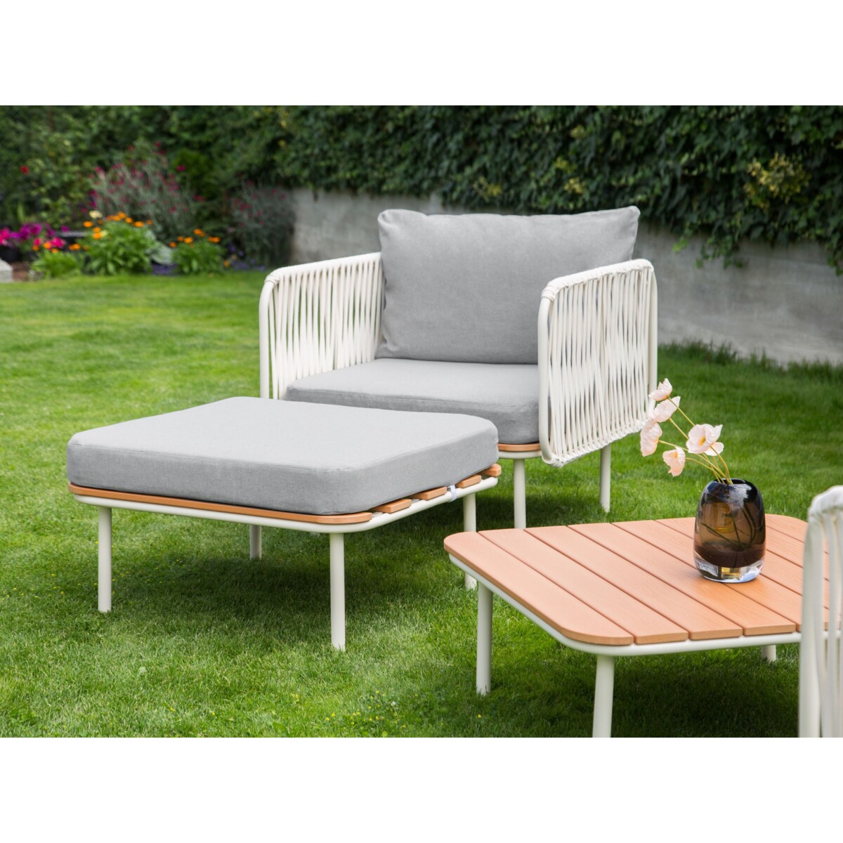 Duży zestaw wypoczynkowy Aluminium Szary SENISE