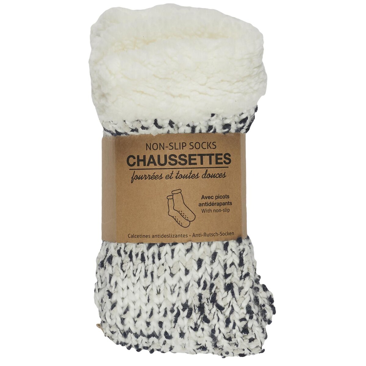 SKARPETY OCIEPLANE z wykończeniem Sherpa szare