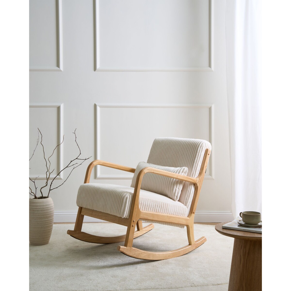 Fotel bujany SORSELE Sztruks Biały