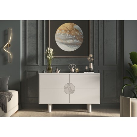 Nowoczesna komoda z marmurem Dancan ZOE 2D / kolor biały / szer. 140 cm