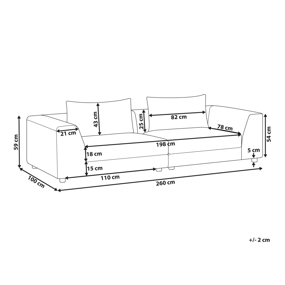 Sofa 3-osobowa brązowa LERMON
