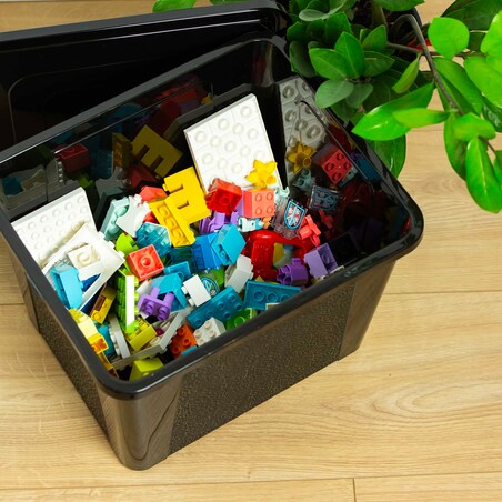 Pojemnik Plastikowy Z Pokrywą Duży Zamykany Pudełko Box Czarny 30L