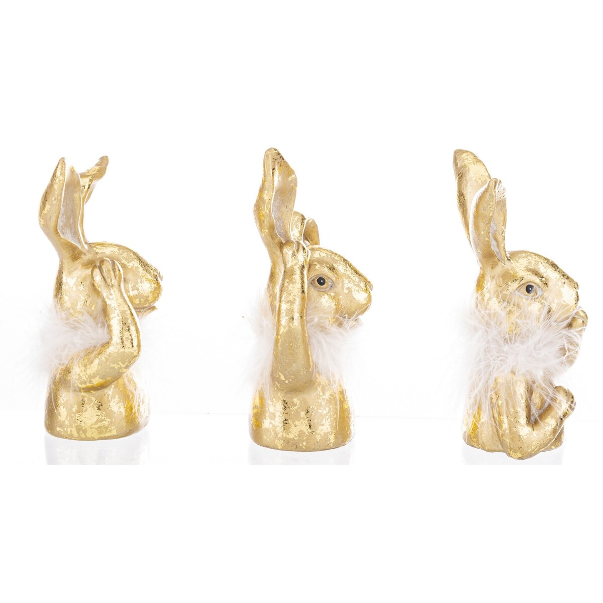 Dekoracja - 3 złote króliki - nie widzę, nie słyszę, nie mówię 16,5x10x6 cm