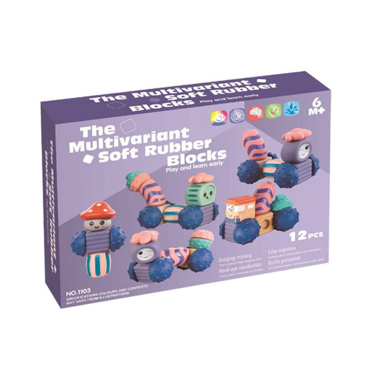 Robociki z Księżyca - miękkie klocki sensoryczne 12 elementów