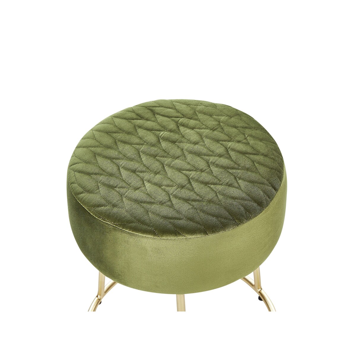 Stołek welurowy ø 35 cm oliwkowy DELCO