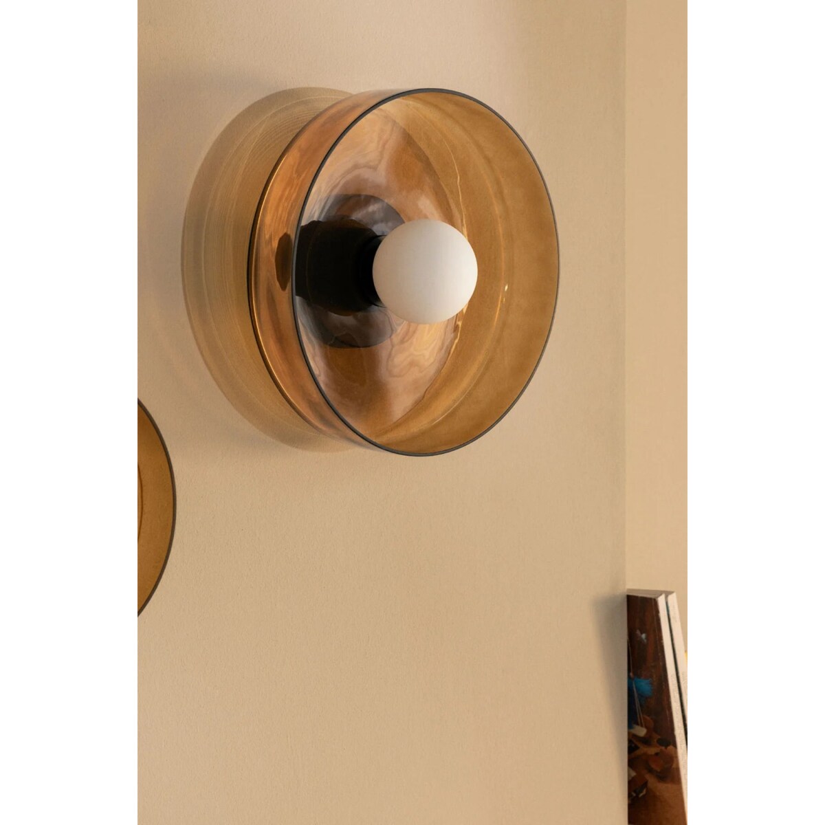 Kinkiet szklany Jaxal bursztynowy Ø35 cm