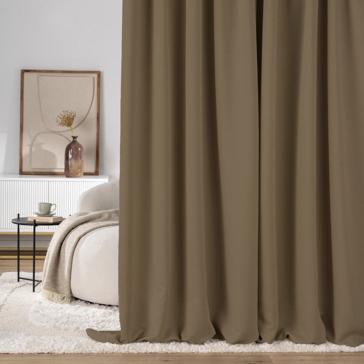 Zasłona zaciemniająca na taśmie marszczącej szaro-brązowy 140 x 280 cm 1 szt. 140x280 szary-brązowy