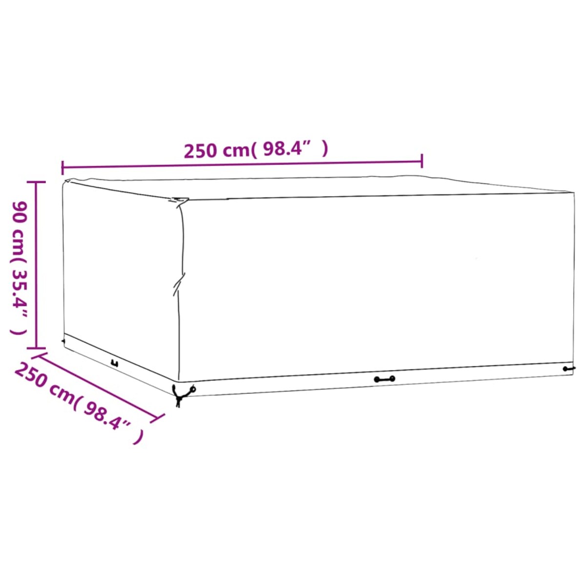 vidaXL Pokrowiec na meble ogrodowe, 16 oczek, 250x250x90 cm, kwadrat