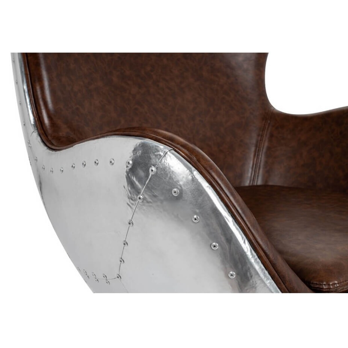 Nowoczesny fotel Egg KH1501100205 metal ekoskóra brązowy, King Home