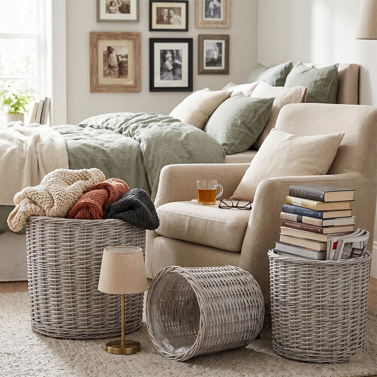 DUŻY KOSZ WIKLINOWY 50cm NA KWIATY DREWNO DUŻY DONICA OSŁONKA KWIETNIK 3szt